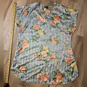 Silk Sleepshirt Blue & With W/ Floral